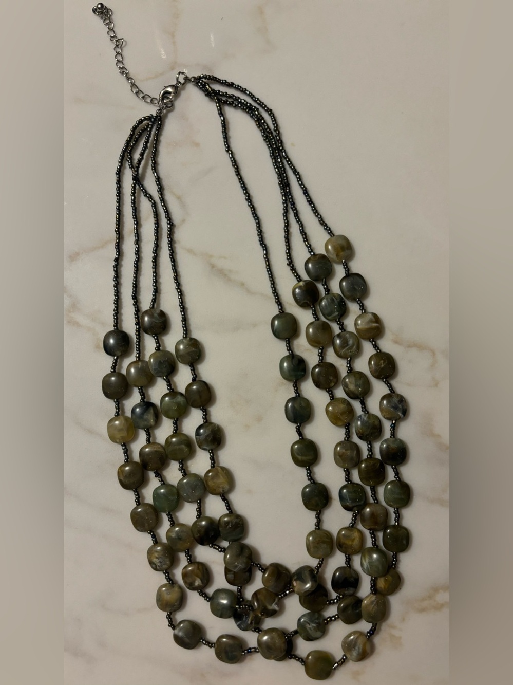 Multi-Strand Neutral Beaded Necklace